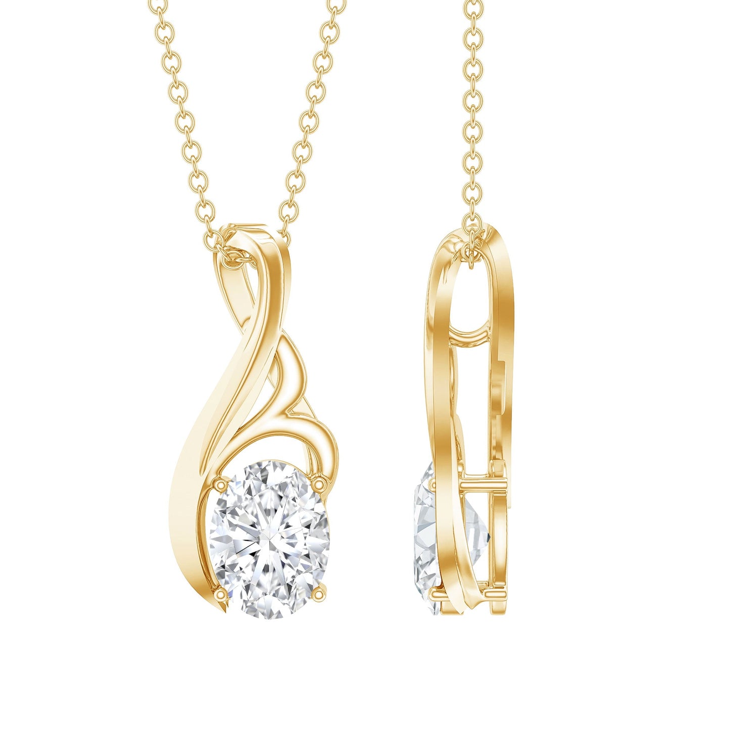Certified Oval Lab Grown Diamond Solitaire Pendant Necklace