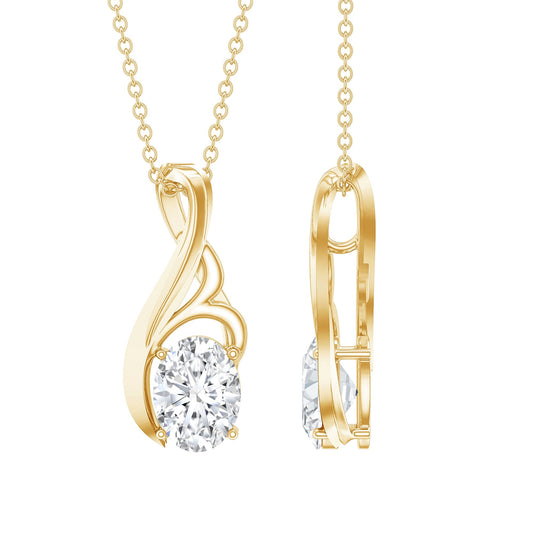 Certified Oval Lab Grown Diamond Solitaire Pendant Necklace