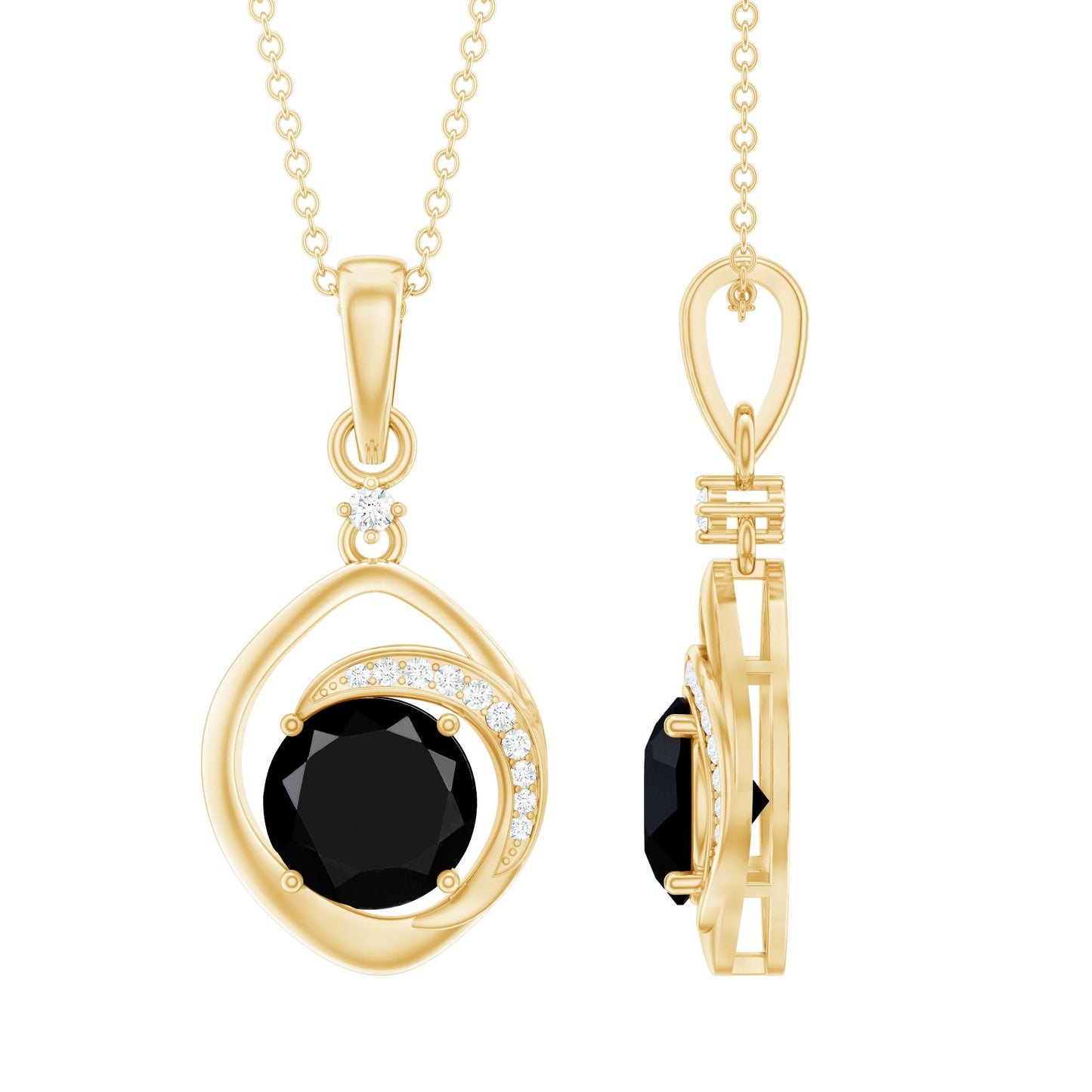Certified 2 Carat Lab Grown Black and White Diamond Drop Necklace