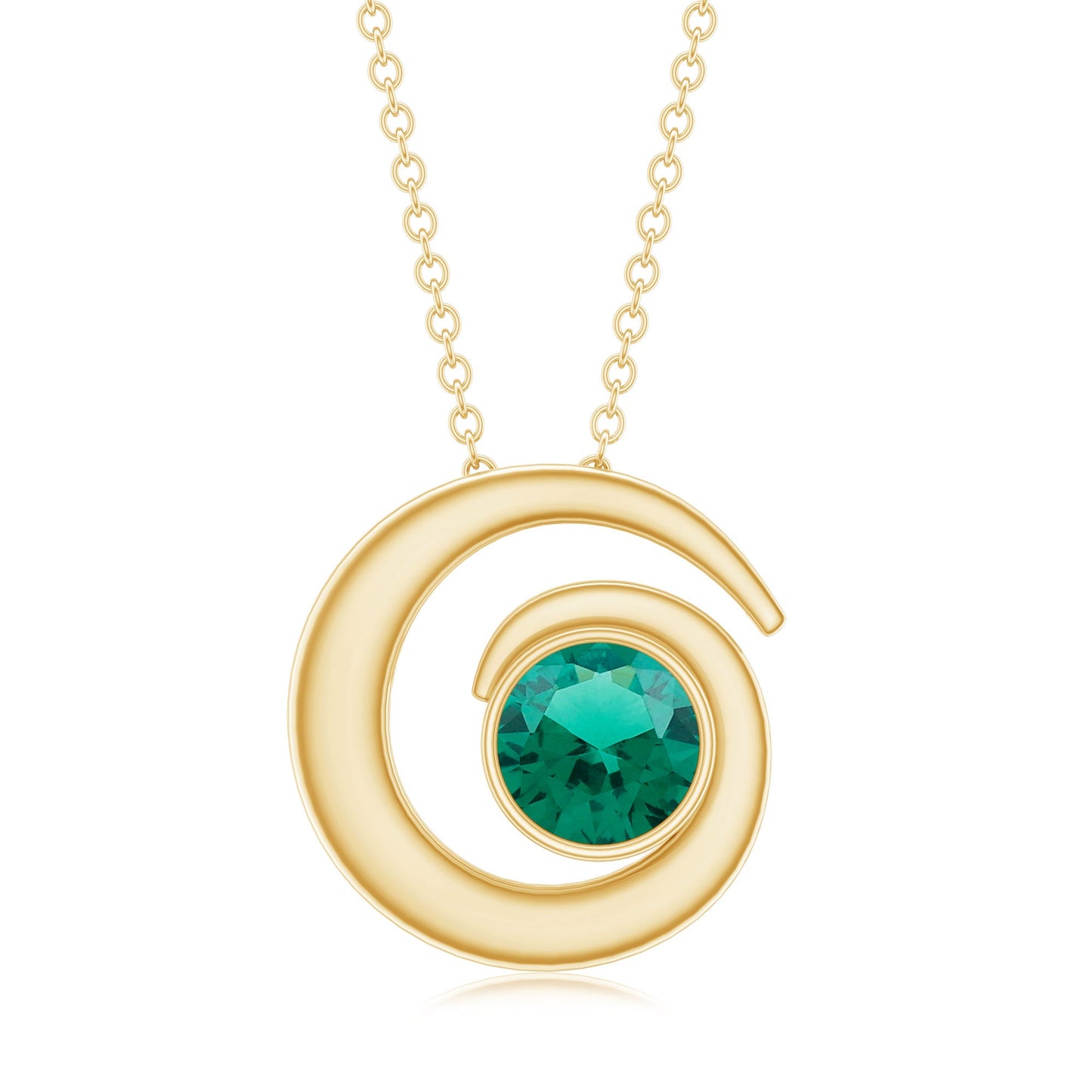 Lab Grown Emerald Solitaire Pendant Necklace