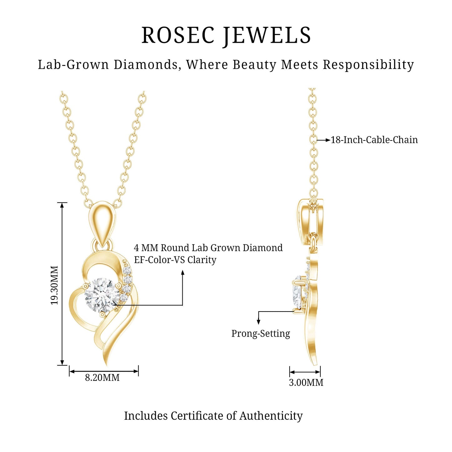 Heart Necklace with Lab Grown Diamond