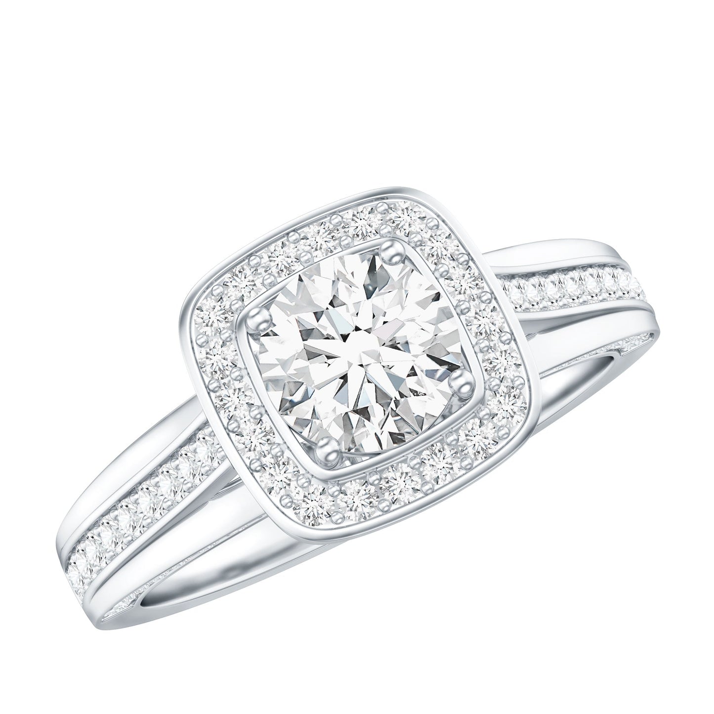 Classic Moissanite Halo Engagement Ring with Certificate