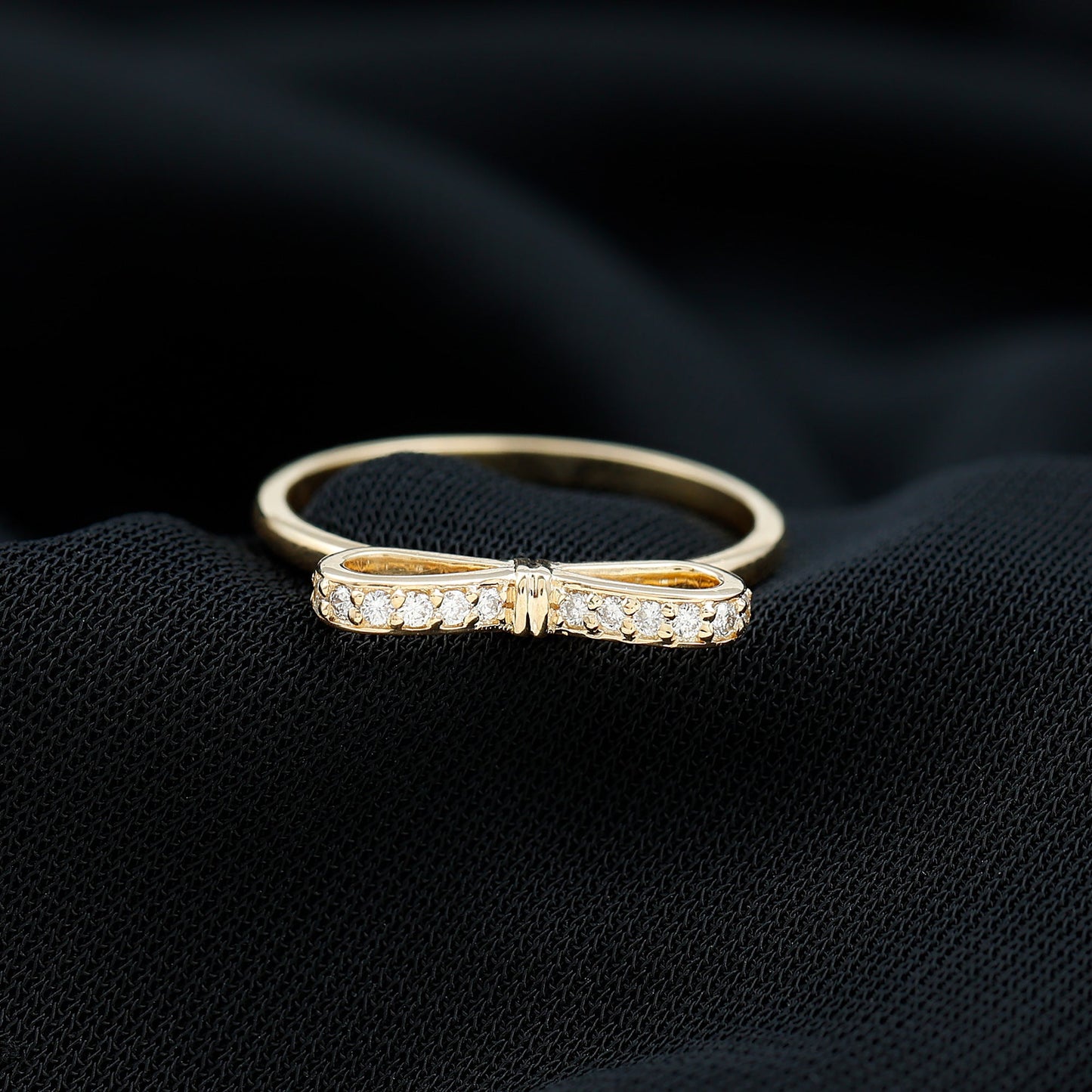 Natural Diamond Bow Promise Ring for Women