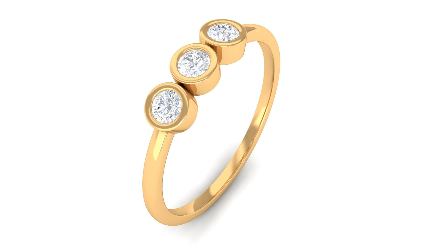 Natural Diamond 3 Stone Promise Ring with Certificate