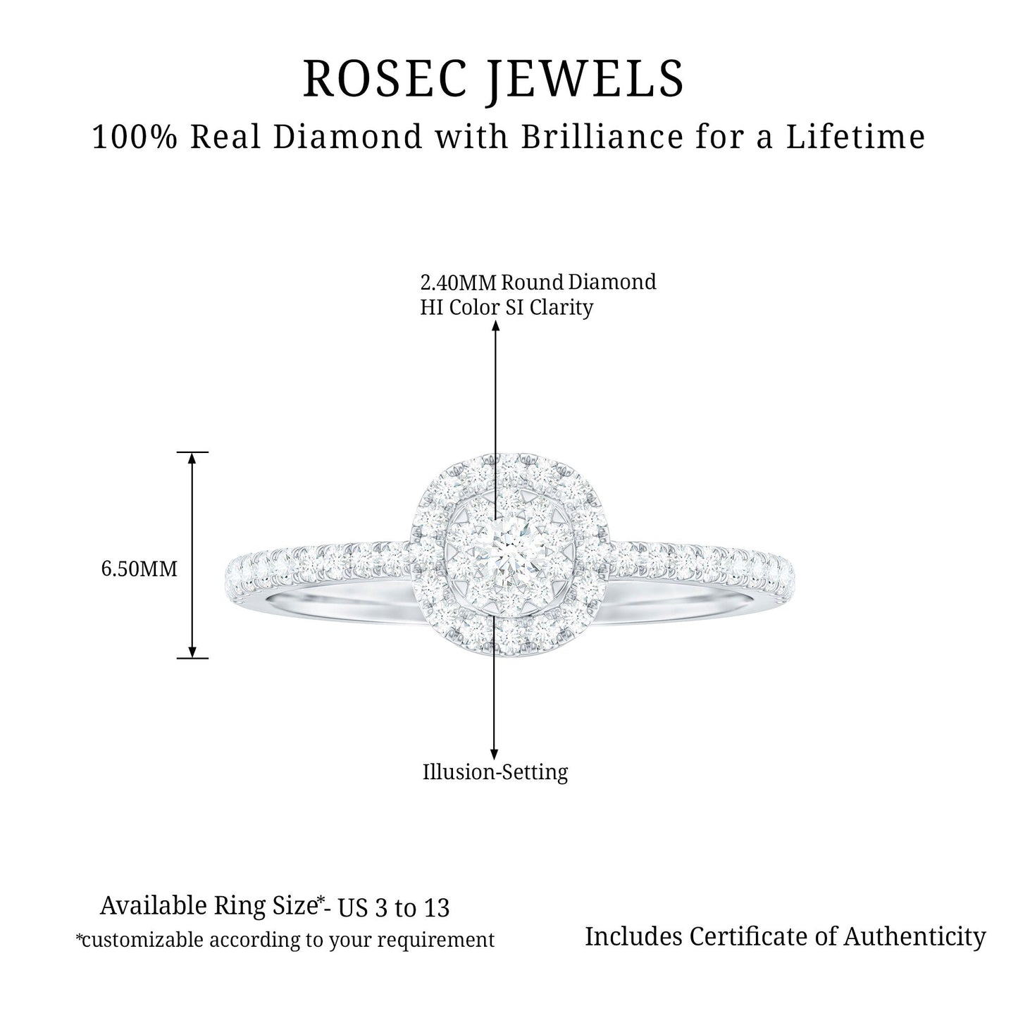 Brilliant Cut Diamond Engagement Ring in Illusion Setting