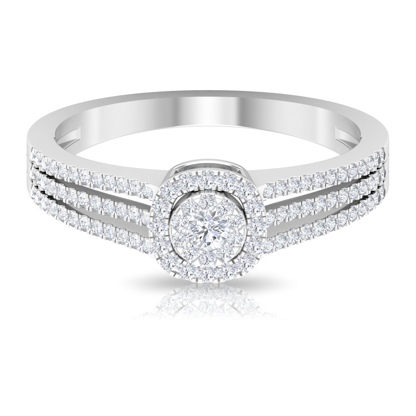 Classic Diamond Split Shank Engagement Ring