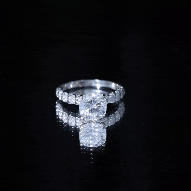 Cushion Cut Moissanite Solitaire Engagement Ring for Women