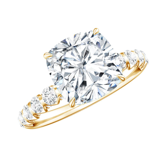 Cushion Cut Moissanite Solitaire Engagement Ring for Women