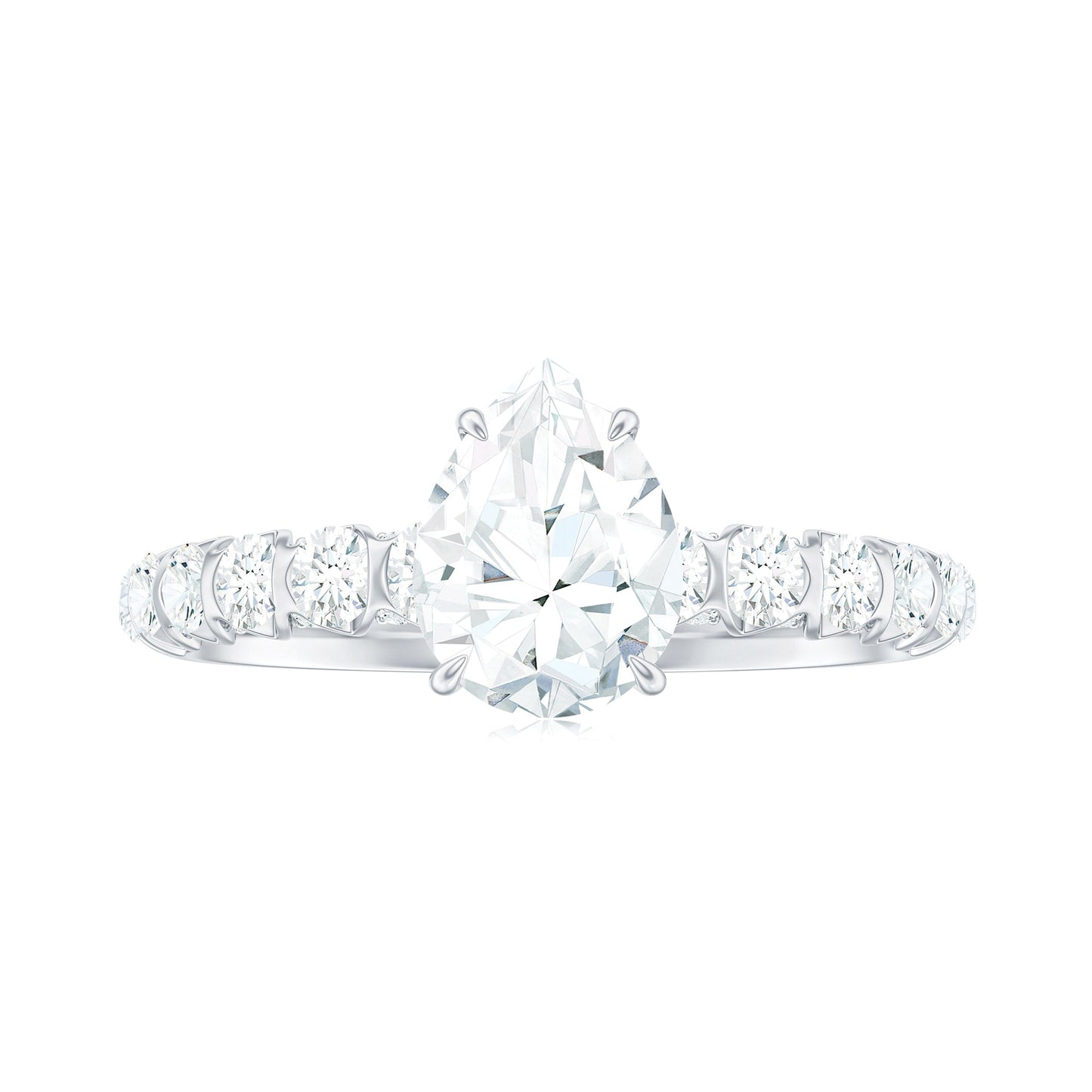 Pear Shaped Moissanite Solitaire Engagement Ring