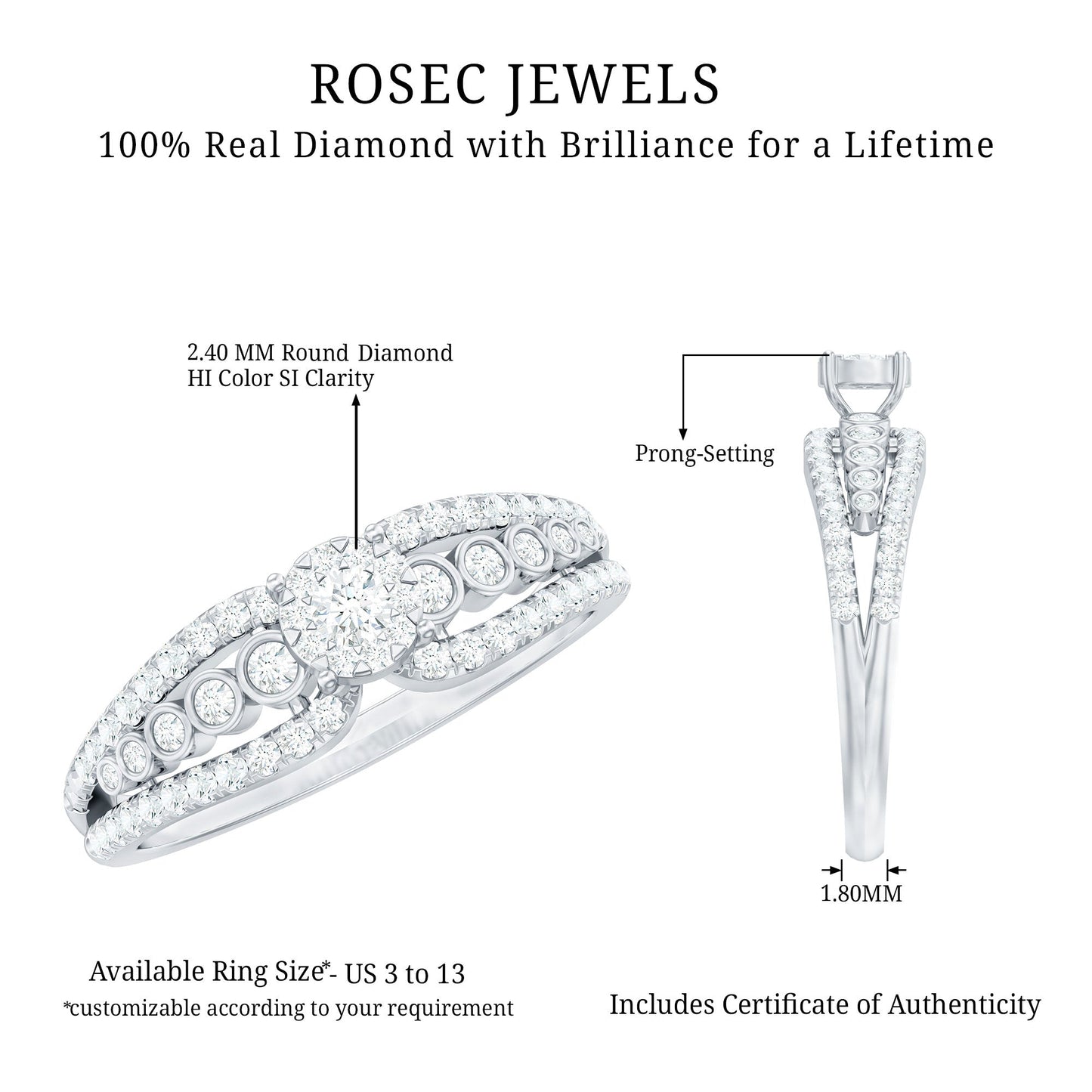 Diamond Designer Engagement Ring with Side Stones