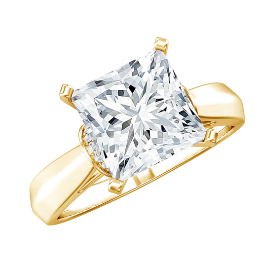 Princess Cut Certified Moissanite Solitaire Engagement Ring
