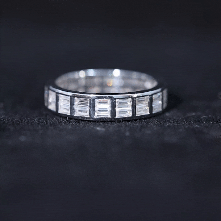 Baguette Cut Certified Moissanite Two Row Eternity Band