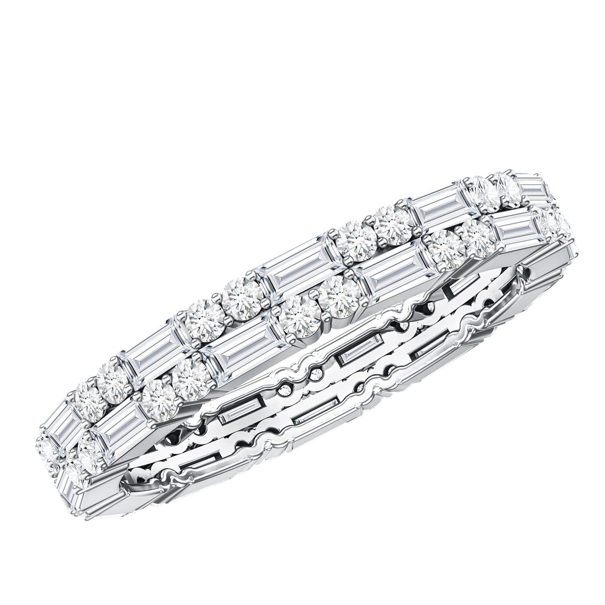 Double Row Moissanite Stackable Eternity Band Ring