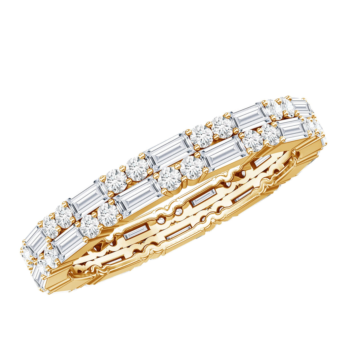 Double Row Moissanite Stackable Eternity Band Ring