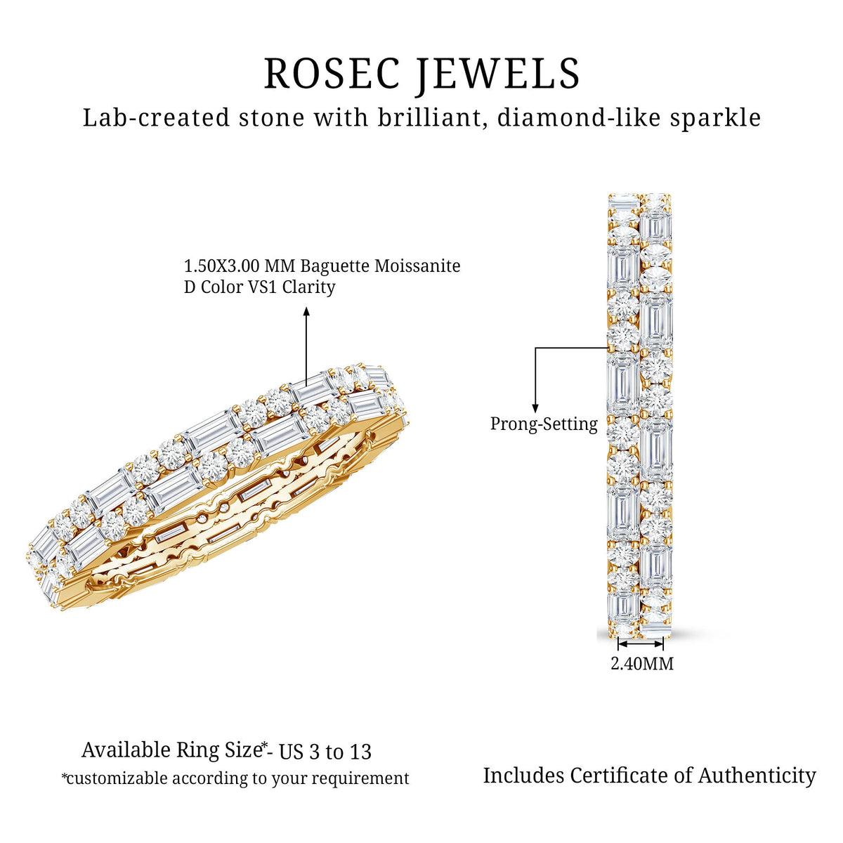 Double Row Moissanite Stackable Eternity Band Ring