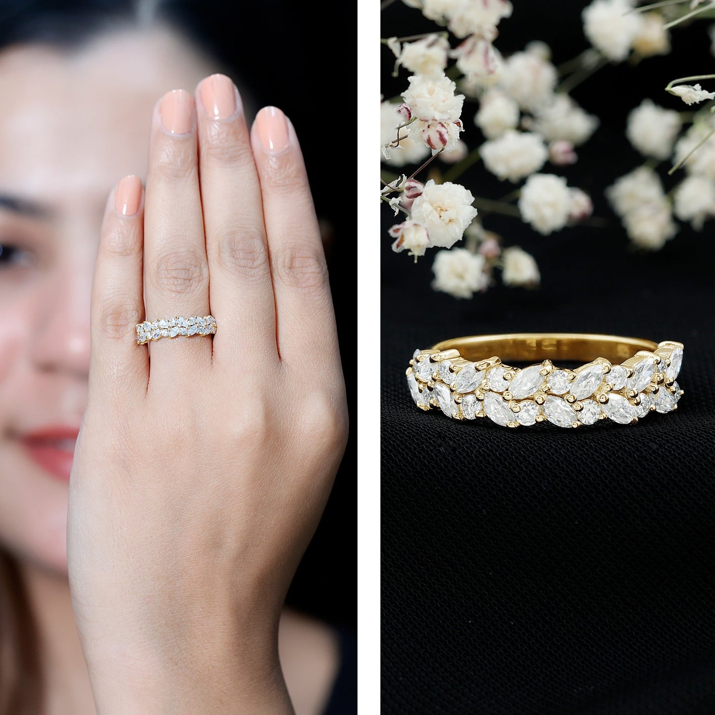 Certified Moissanite Cluster Eternity Band
