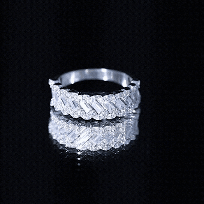 Certified Moissanite Braided Half Eternity Band Ring