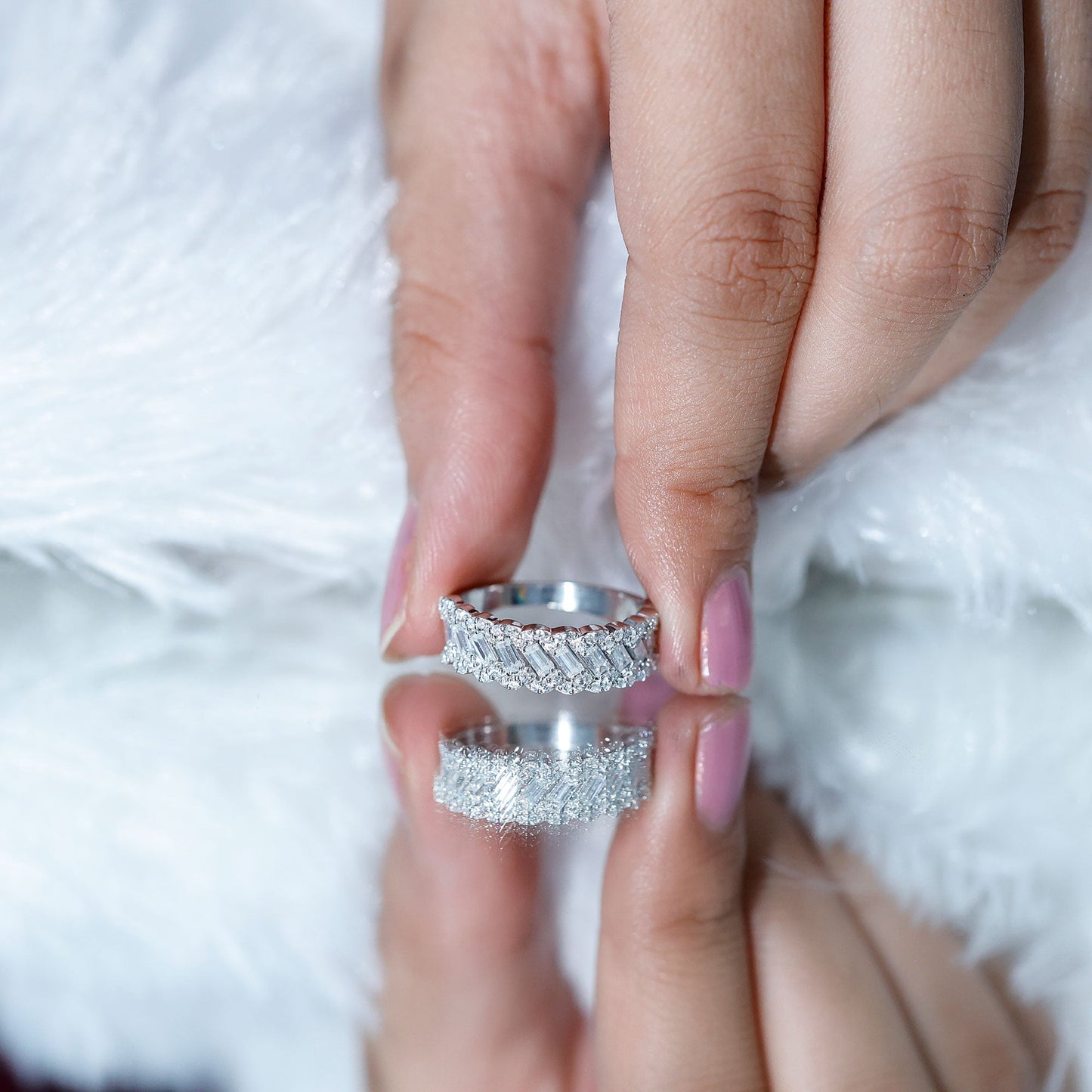 Certified Moissanite Braided Half Eternity Band Ring