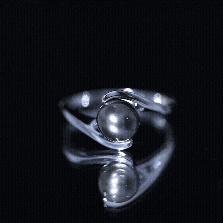 Tahitian Black Pearl Solitaire Bypass Engagement Ring