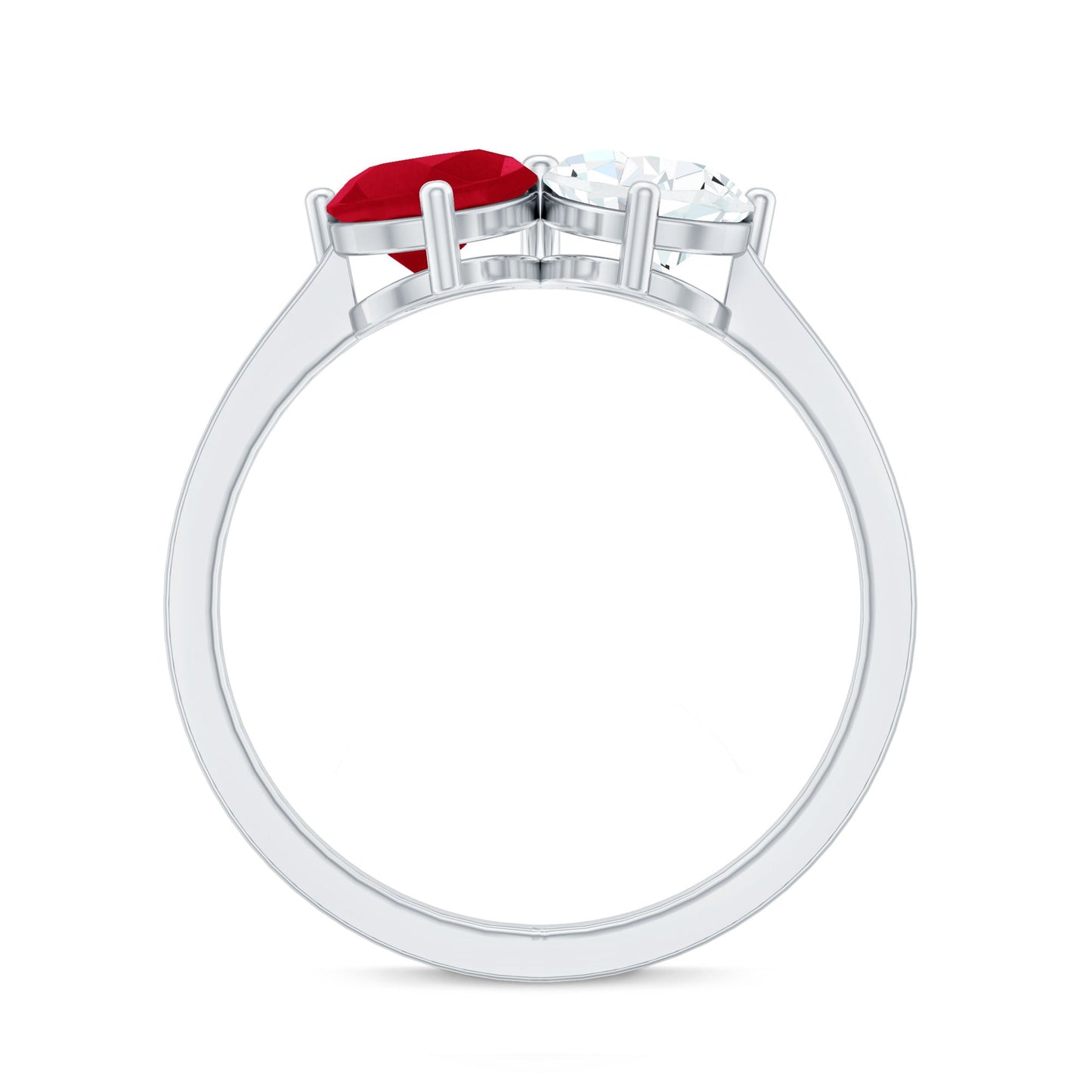 Certified Ruby and Diamond Toi Et Moi Promise Ring