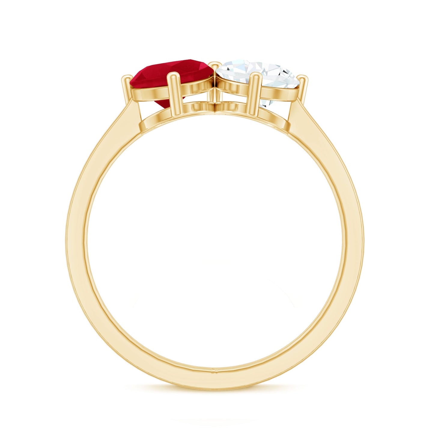 Certified Ruby and Diamond Toi Et Moi Promise Ring