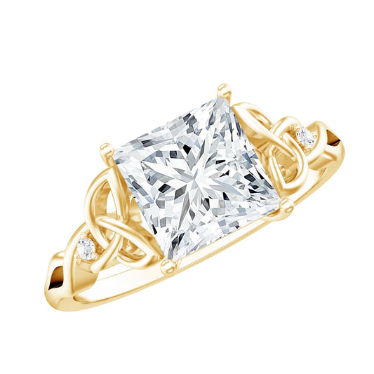 3 Carat Princess Cut Moissanite Solitaire Engagement Celtic Ring