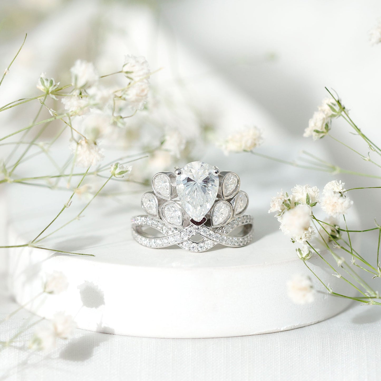 Certified Moissanite Designer Crown Engagement Ring