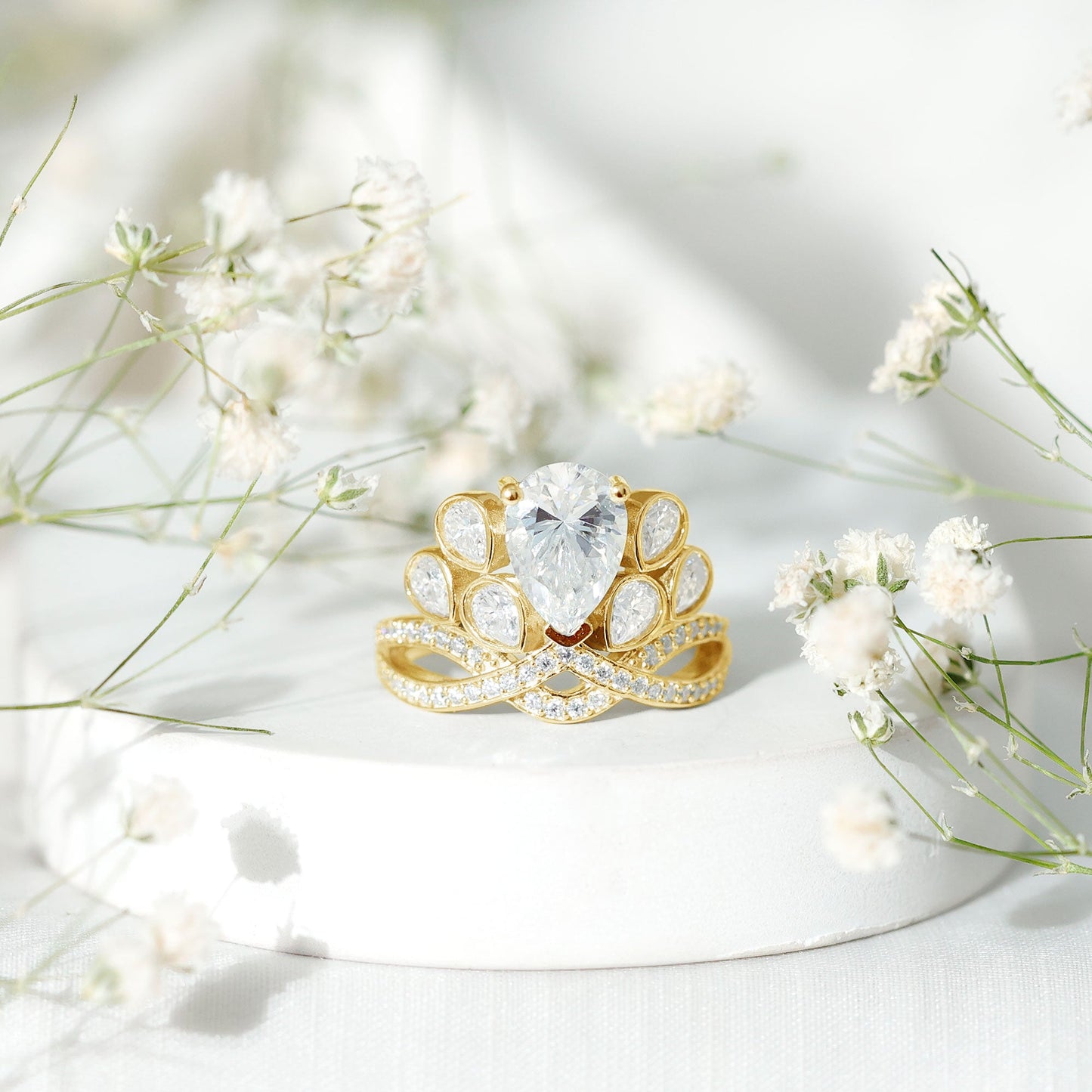 Certified Moissanite Designer Crown Engagement Ring