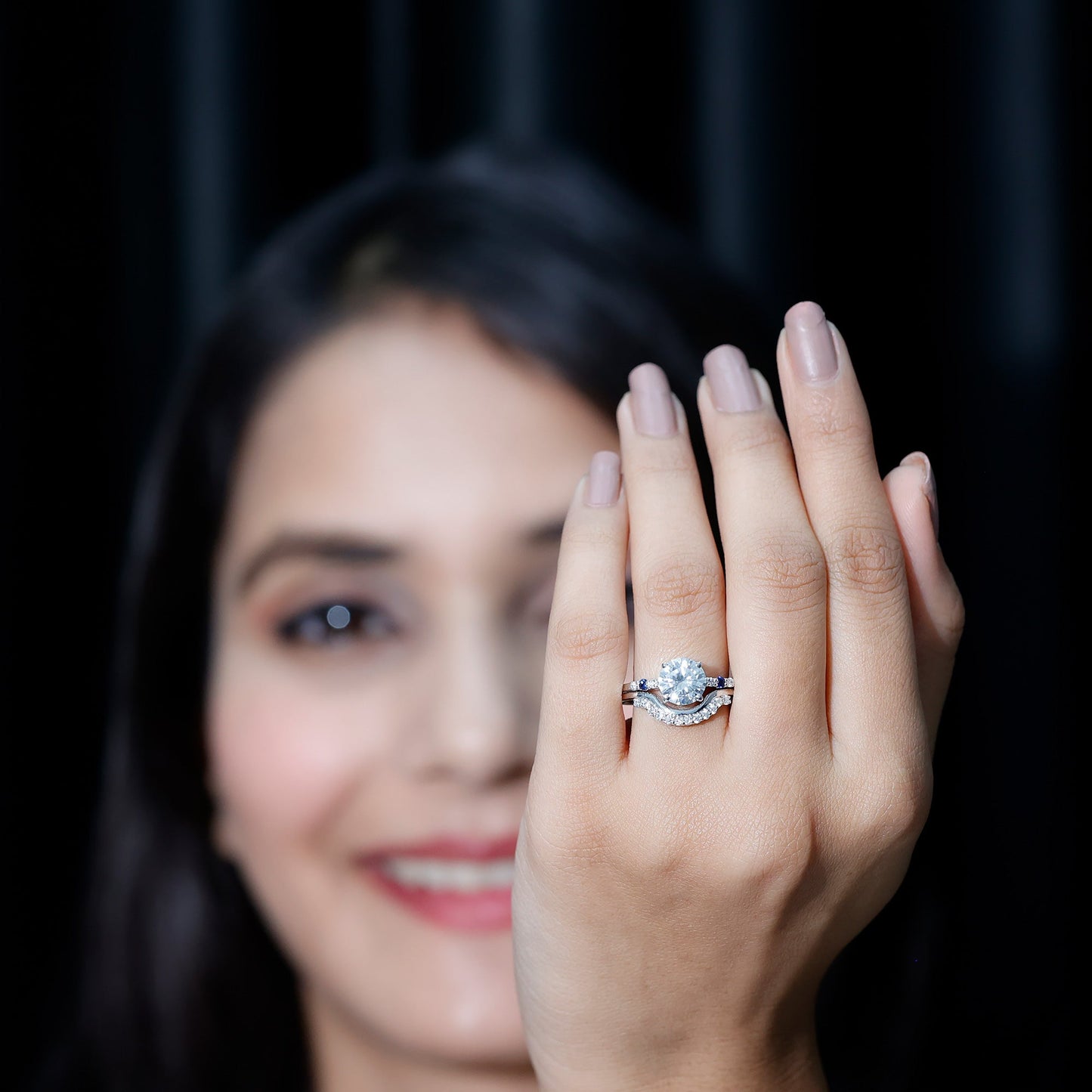 Certified Moissanite 2 Carat Engagement Ring With Wedding Band