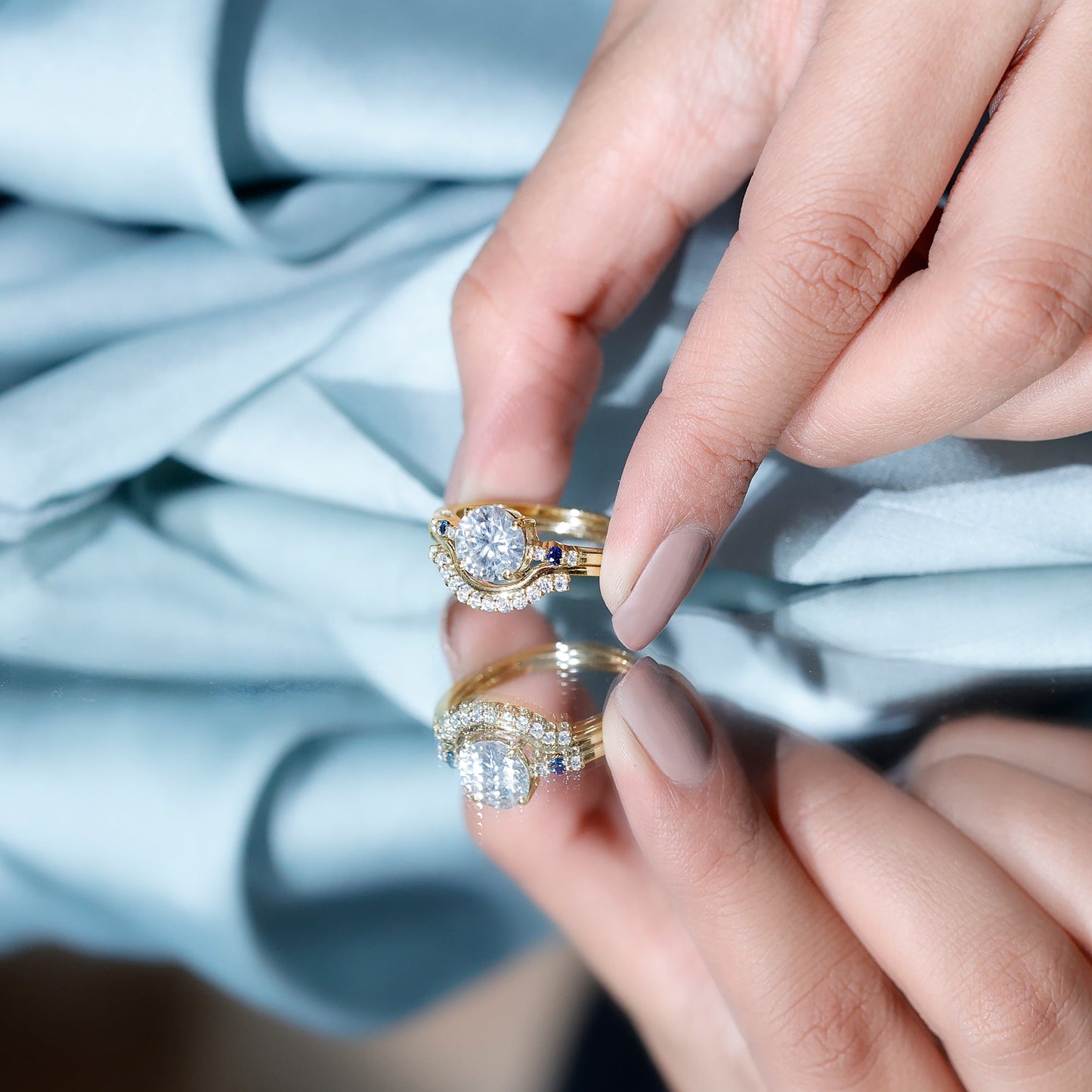 Certified Moissanite 2 Carat Engagement Ring With Wedding Band