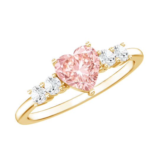 IGI Certified 1 Carat Lab Grown Pink and White Diamond Heart Promise Ring for Her