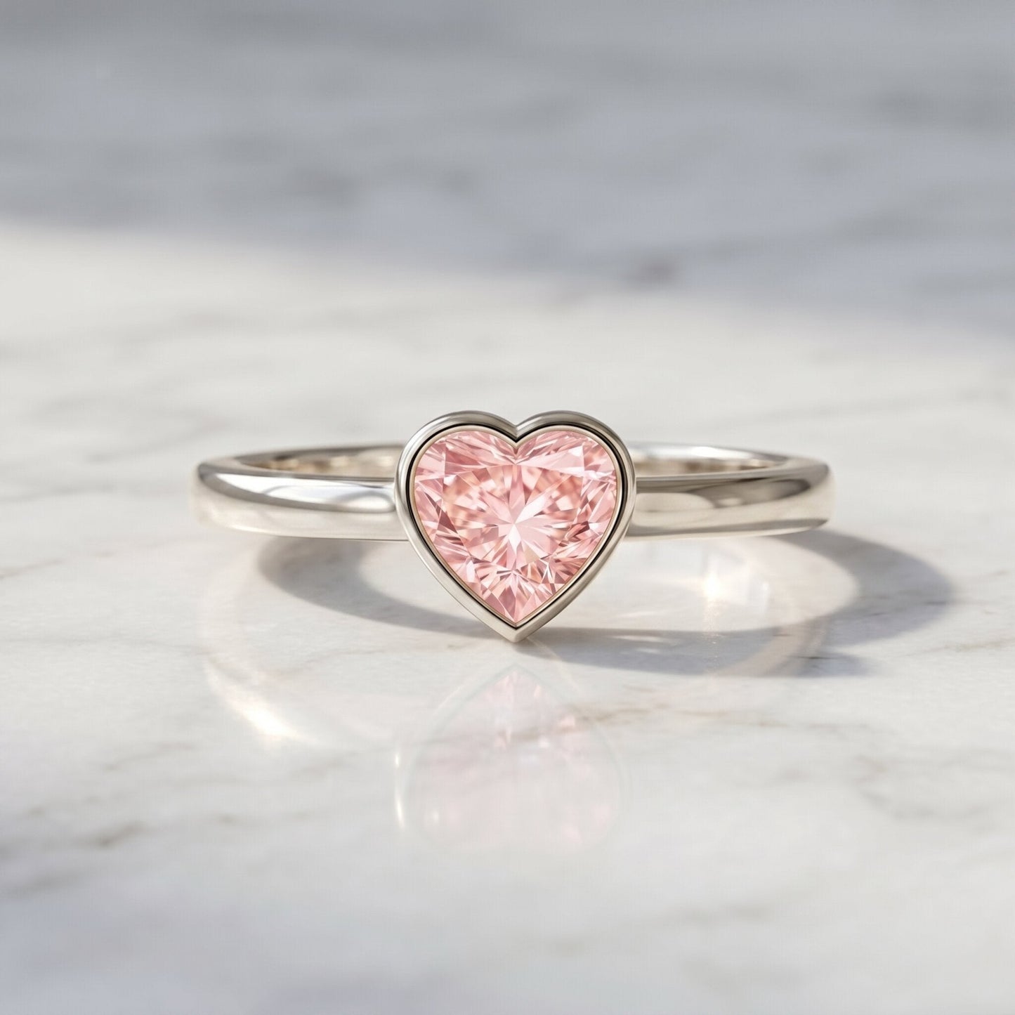 Bezel Set Lab Grown Pink Diamond Solitaire Promise Ring with IGI Certificate