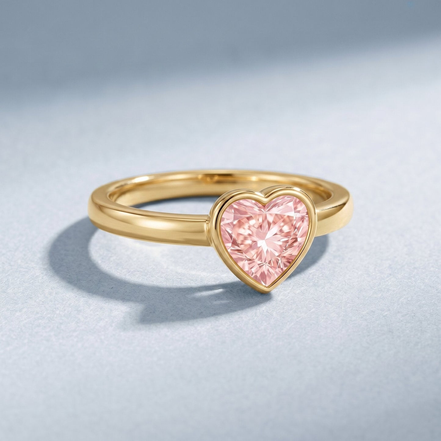 Bezel Set Lab Grown Pink Diamond Solitaire Promise Ring with IGI Certificate