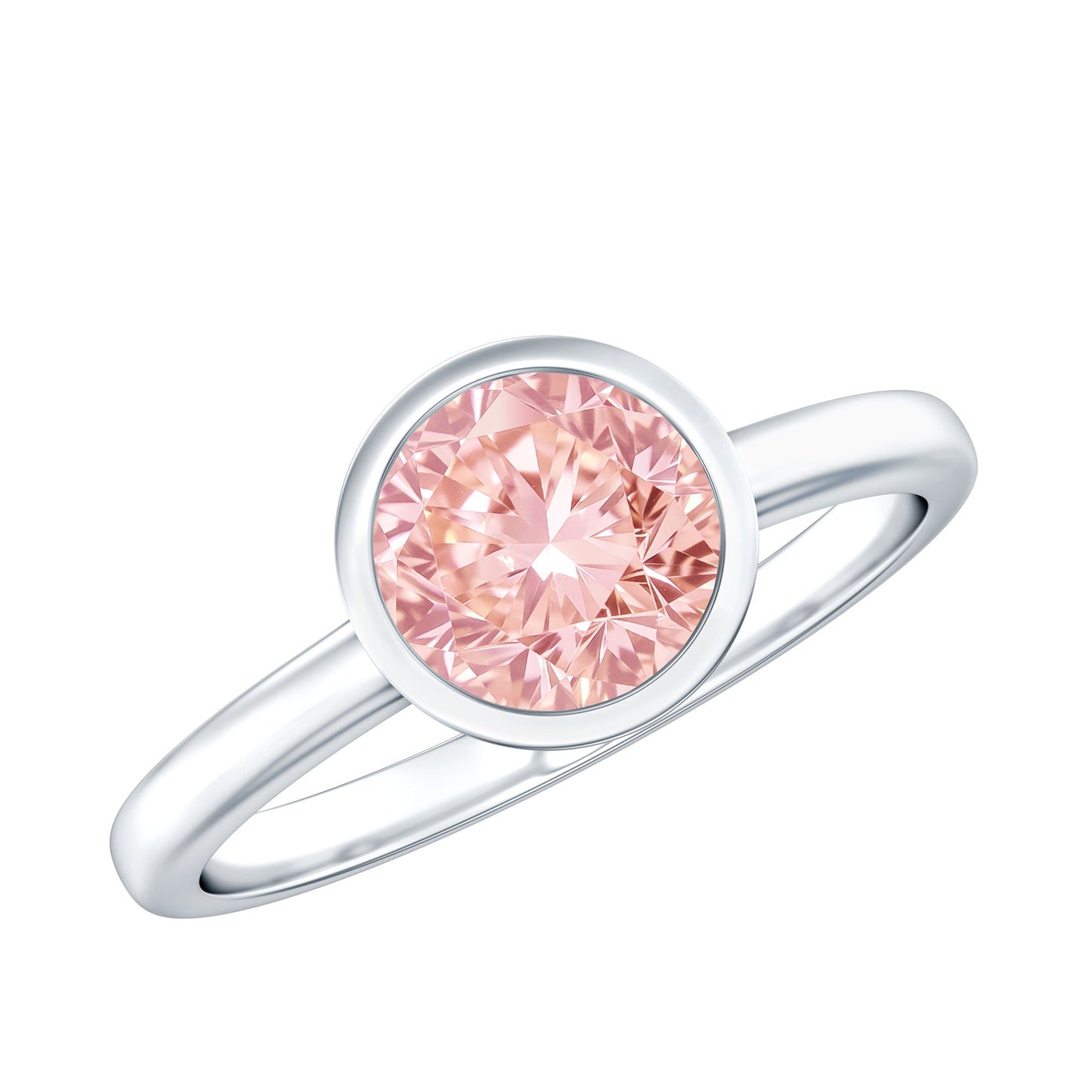 1 CT Lab Grown Pink Diamond Bezel Set Engagement Ring with IGI Certificate