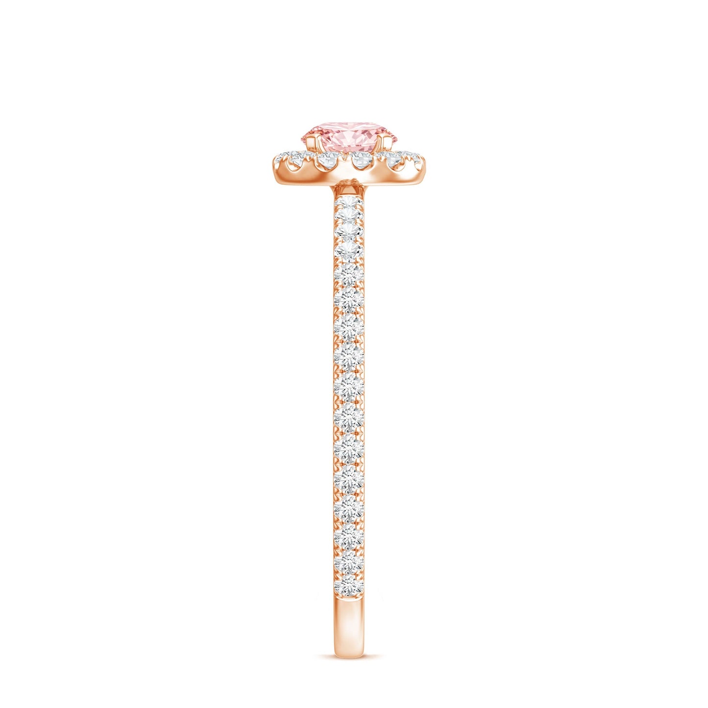 Lab Grown Pink White Diamond Halo Engagement Ring with IGI Certificate