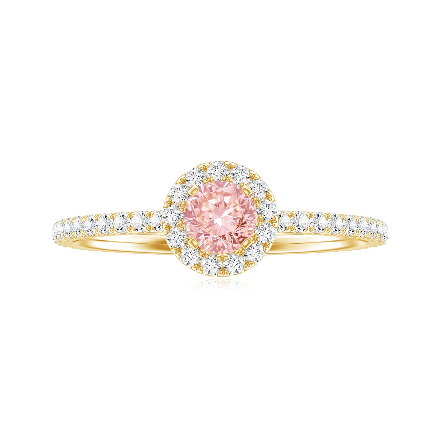 Lab Grown Pink White Diamond Halo Engagement Ring with IGI Certificate