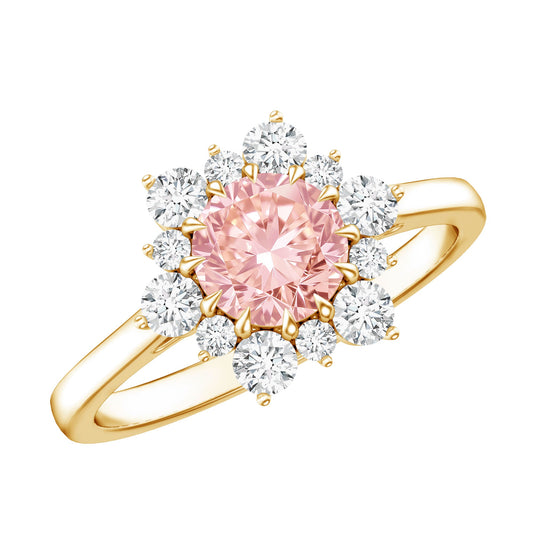 IGI Certified 1 CT Lab Grown Pink and White Diamond Halo Engagement Ring