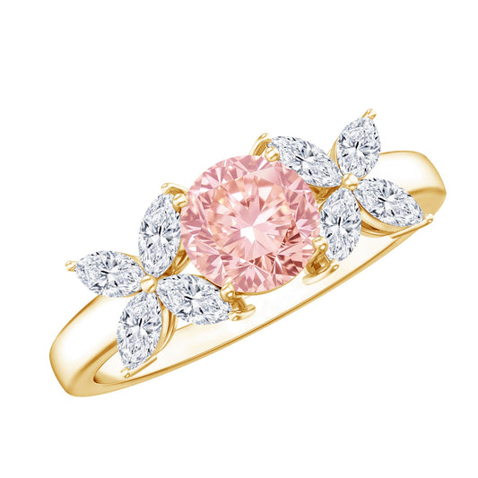 IGI Certified Lab Grown Pink White Diamond Flower Engagement Ring