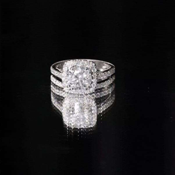 Certified 3.5 Carat Moissanite Wedding Bridal Ring Set of 2 in Silver