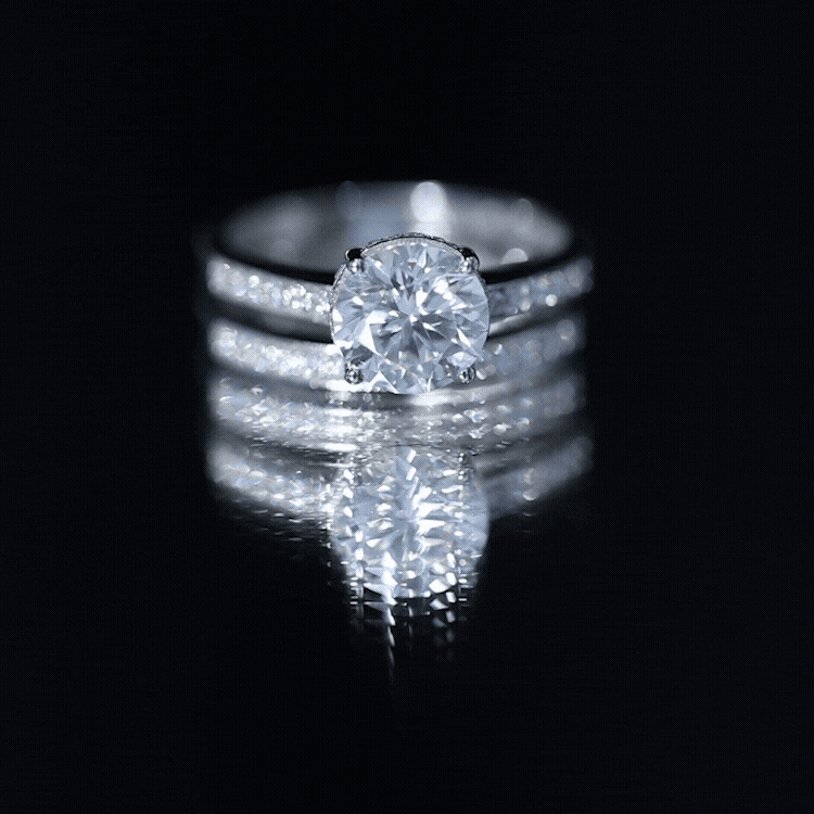 Certified 3 Carat Moissanite Wedding Bridal Ring Set in Sterling Silver