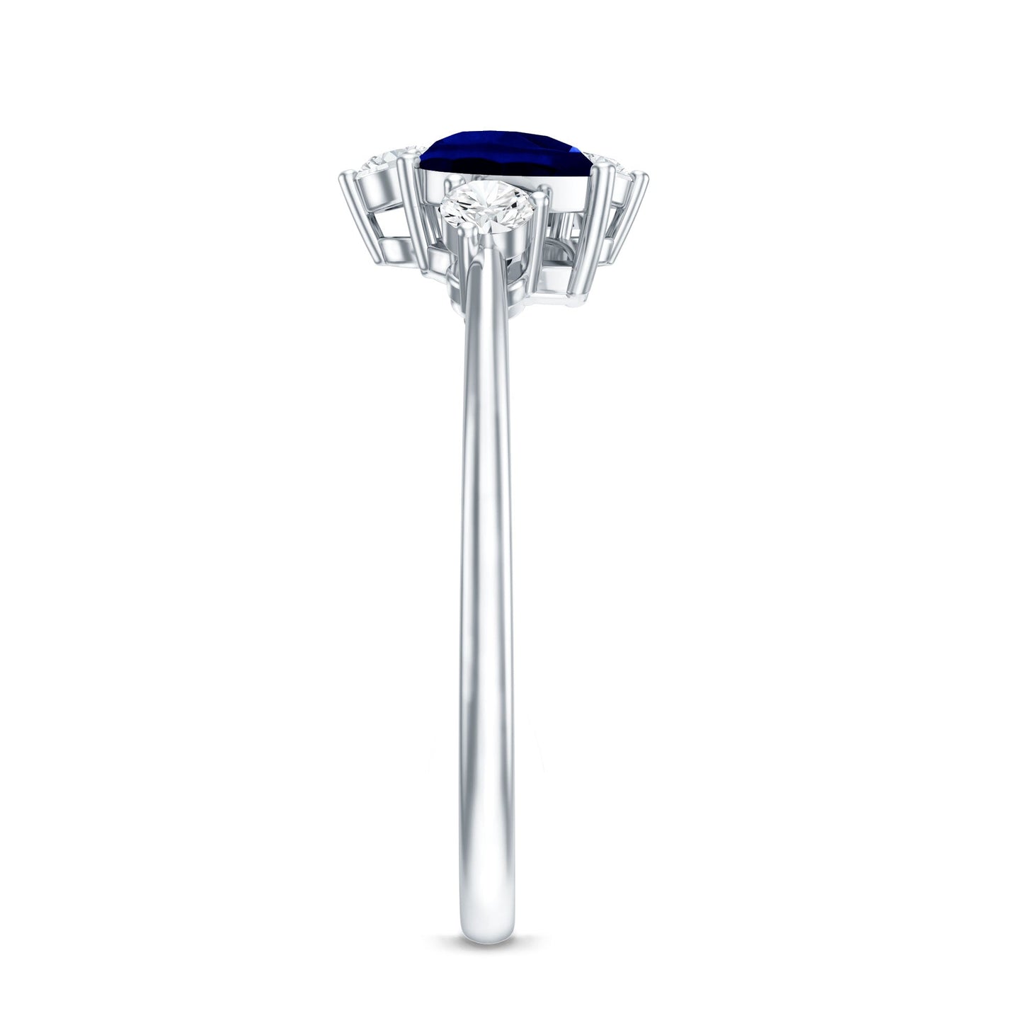 Lab Created Blue Sapphire and Diamond Cluster Ring