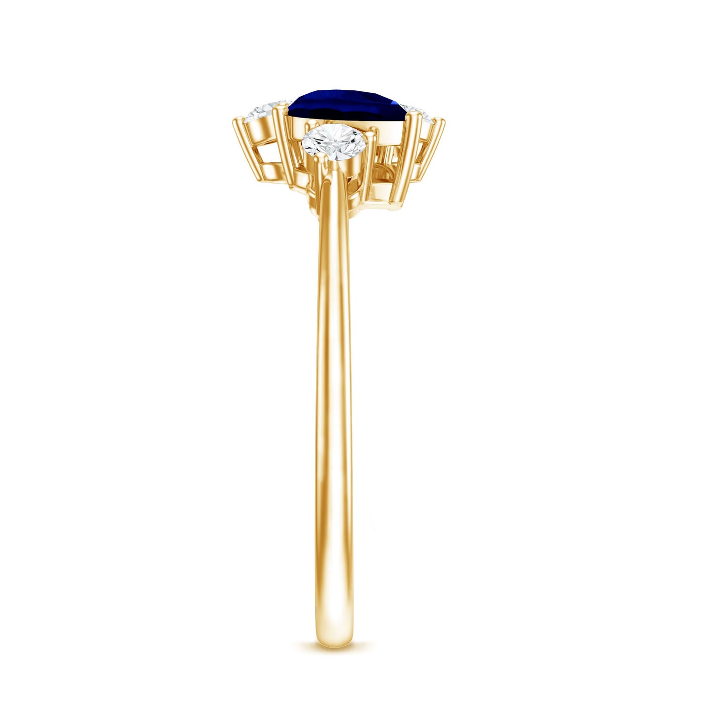 Lab Created Blue Sapphire and Diamond Cluster Ring
