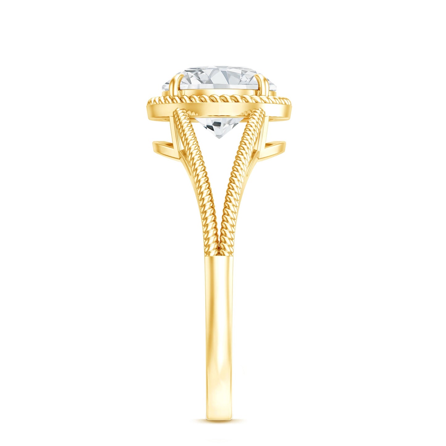 2 CT Round Cut Moissanite Solitaire Engagement Ring with Split Shank
