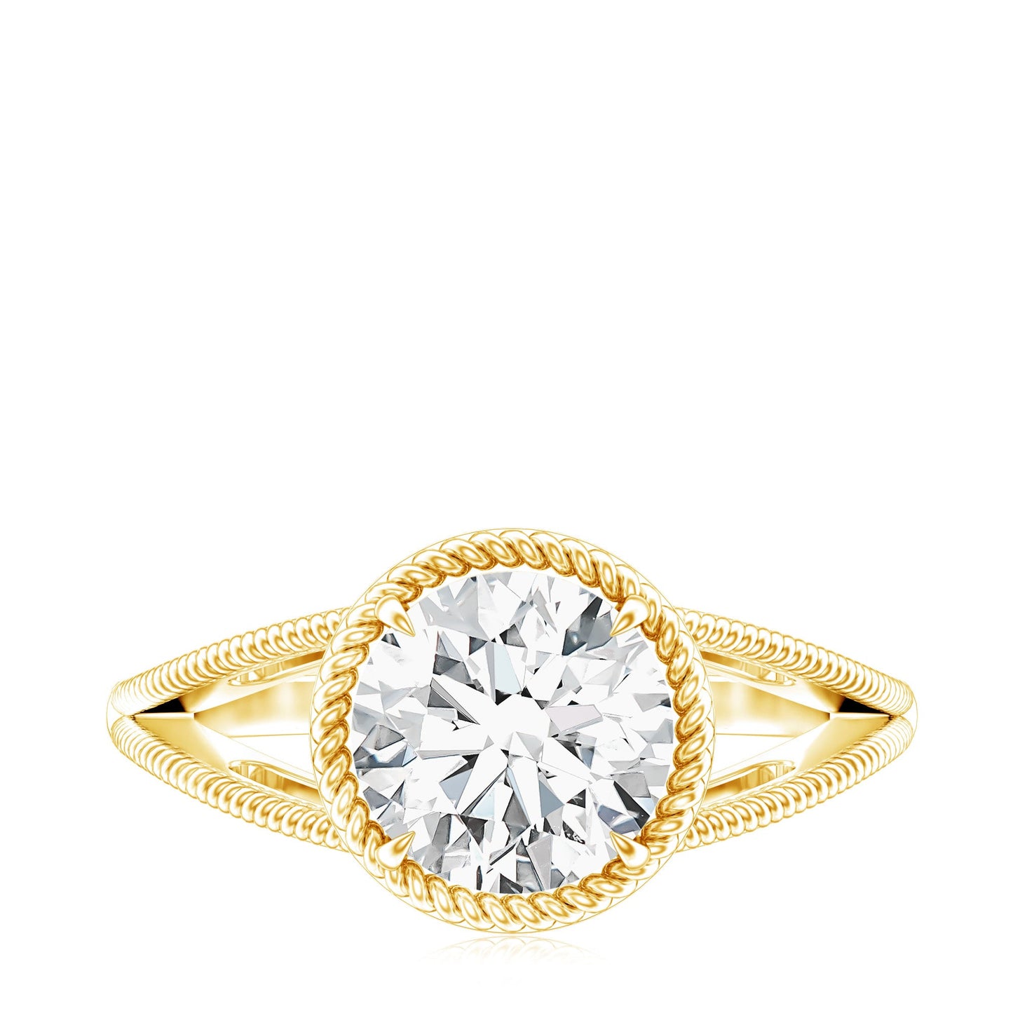 2 CT Round Cut Moissanite Solitaire Engagement Ring with Split Shank