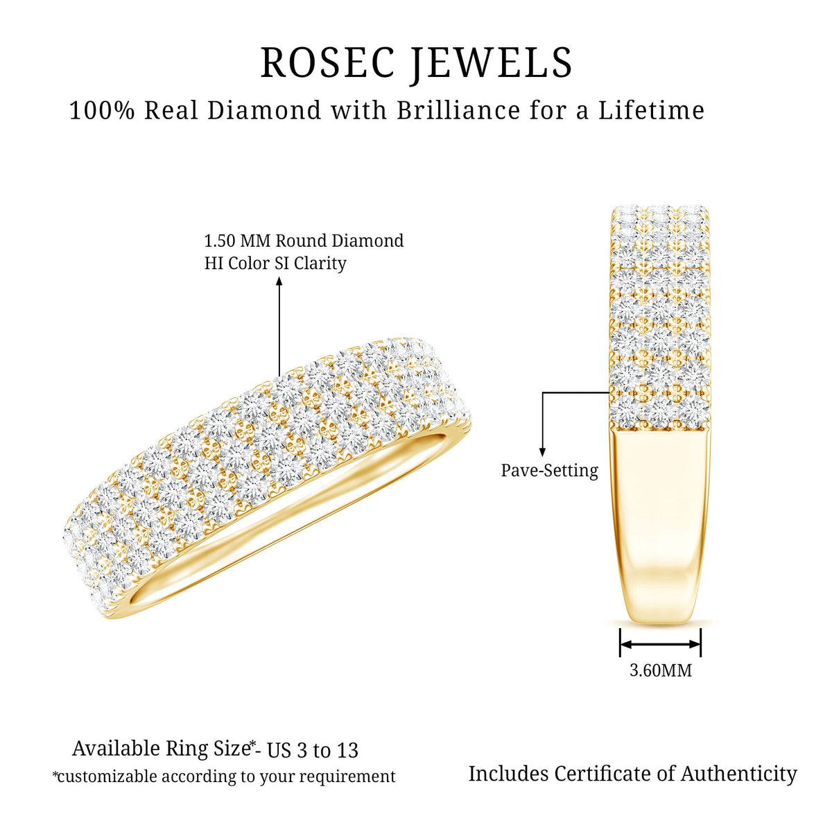 Natural Diamond Wide Half Eternity Band Ring