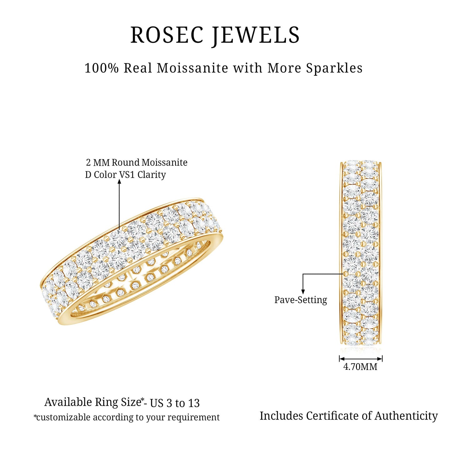 Certified Moissanite Full Eternity Wedding Band For Women