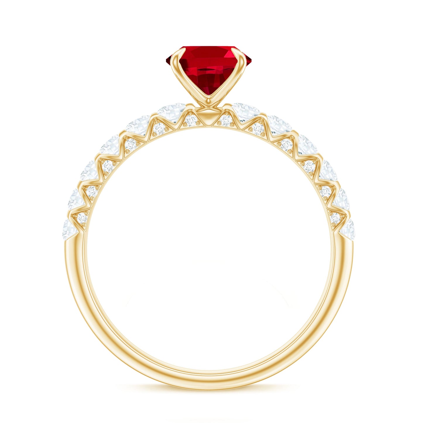 Certified 1.5 Carat Lab Grown Ruby Oval Engagement Ring with Diamond