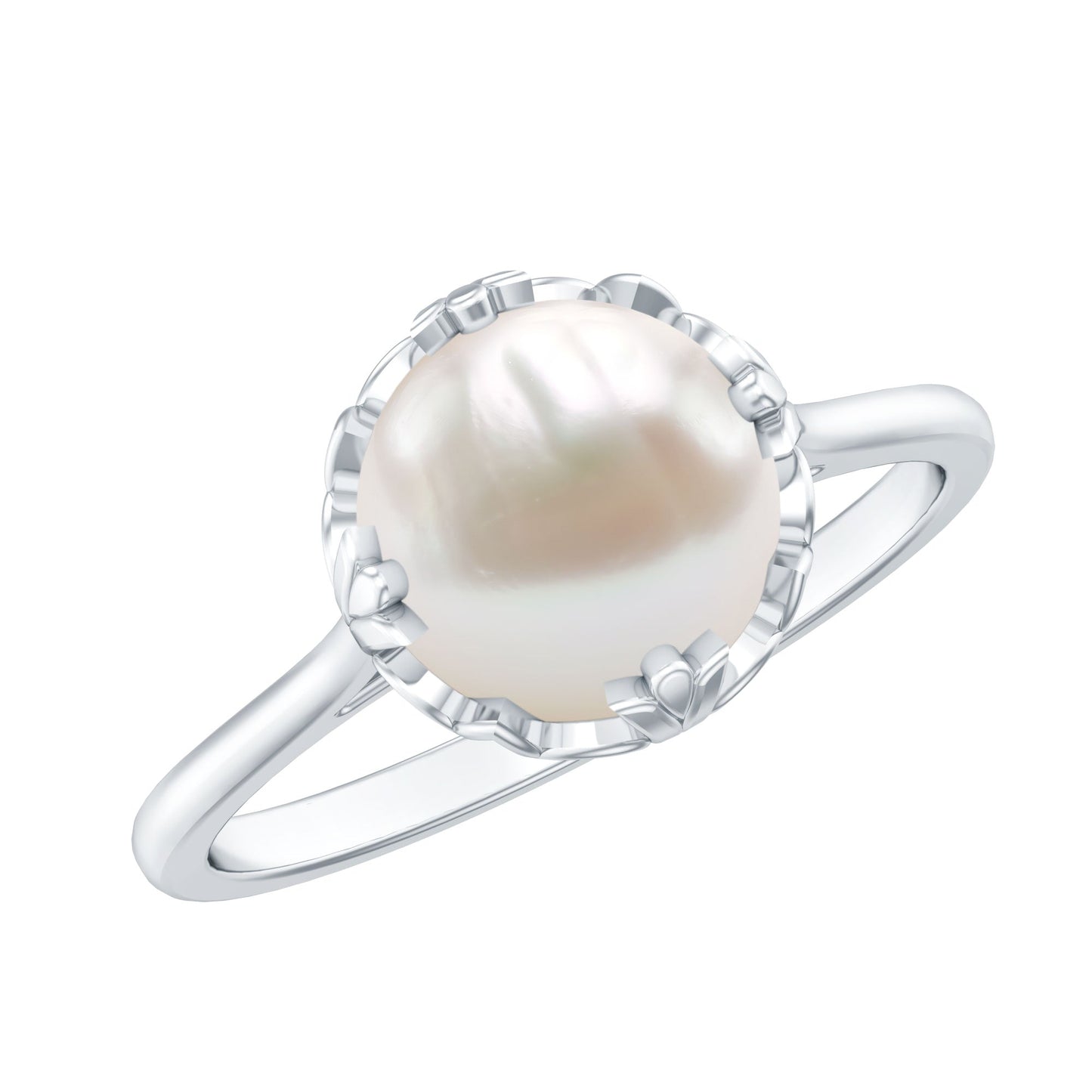 Cultured 7.4 Carat Freshwater Pearl Solitaire Engagement Ring