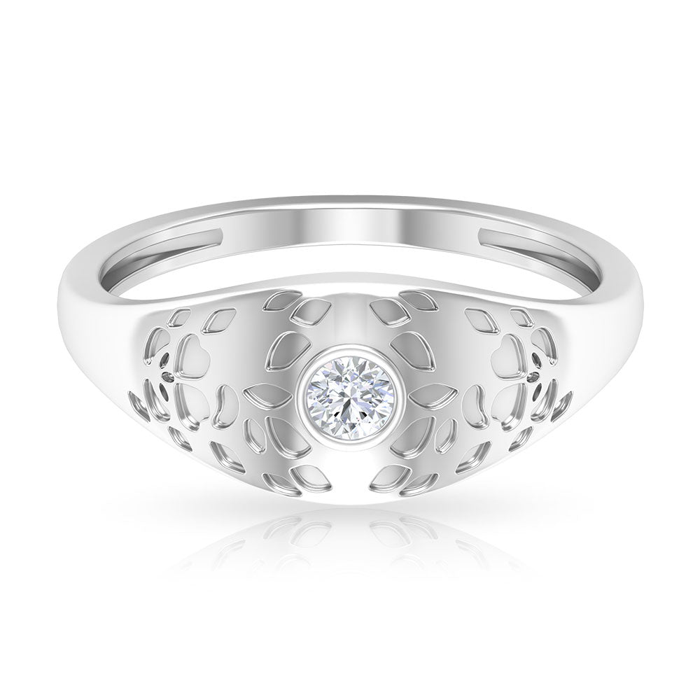 Diamond Textured Signet Ring for Men