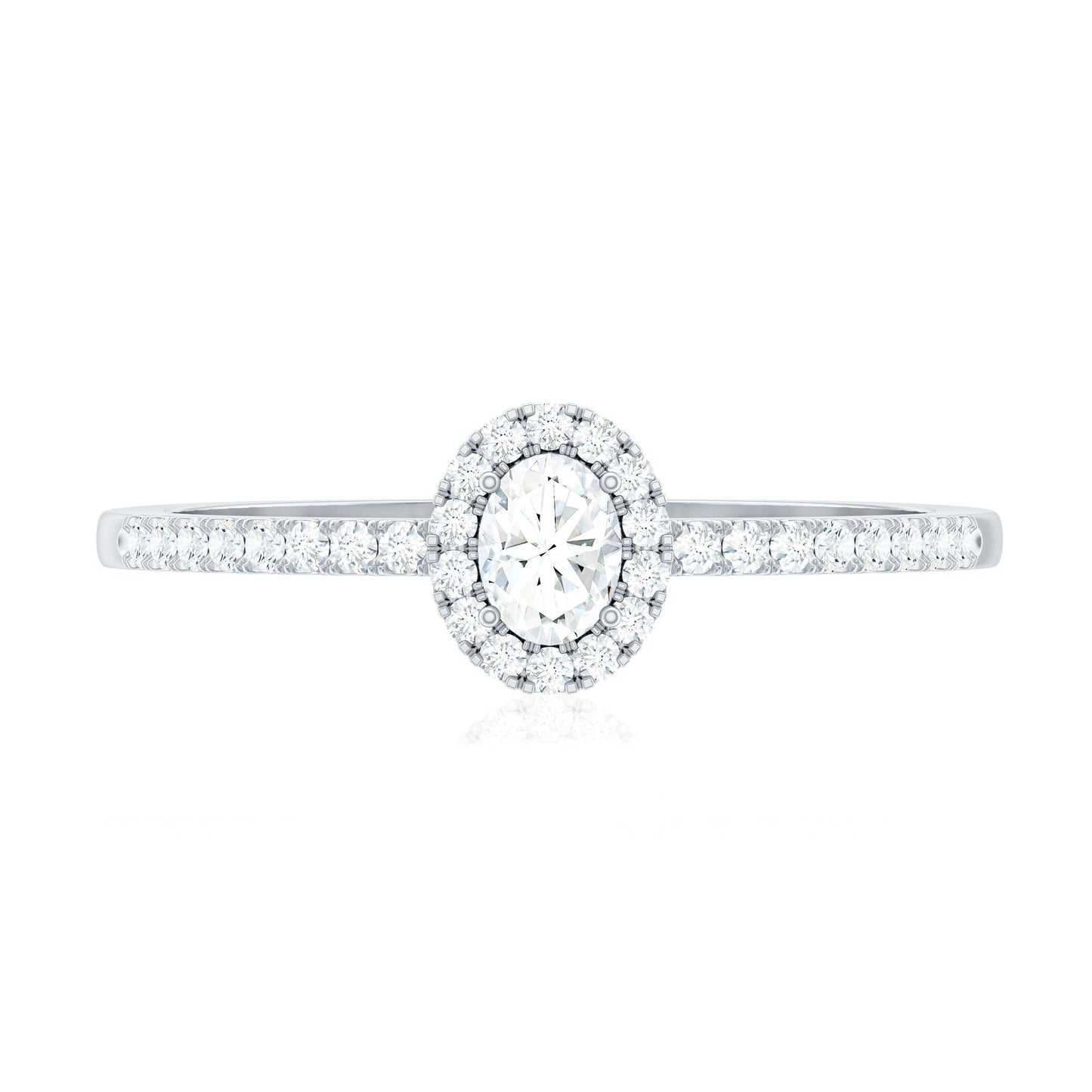 Certified Natural Diamond Oval Engagement Ring with Halo